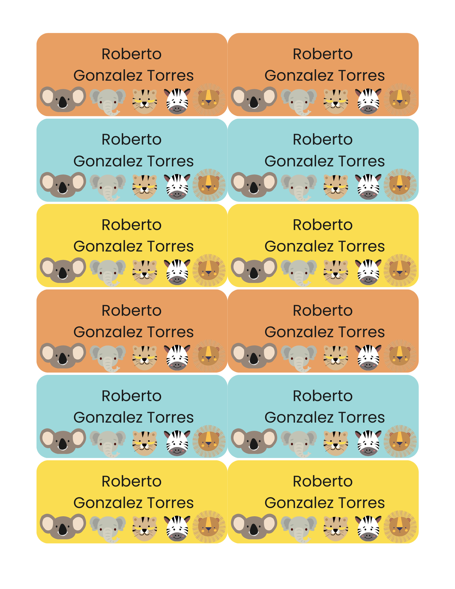 Etiquetas wild animals