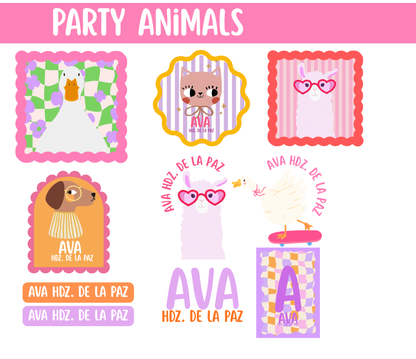 Etiquetas Girly  Party Animals  DTF UV