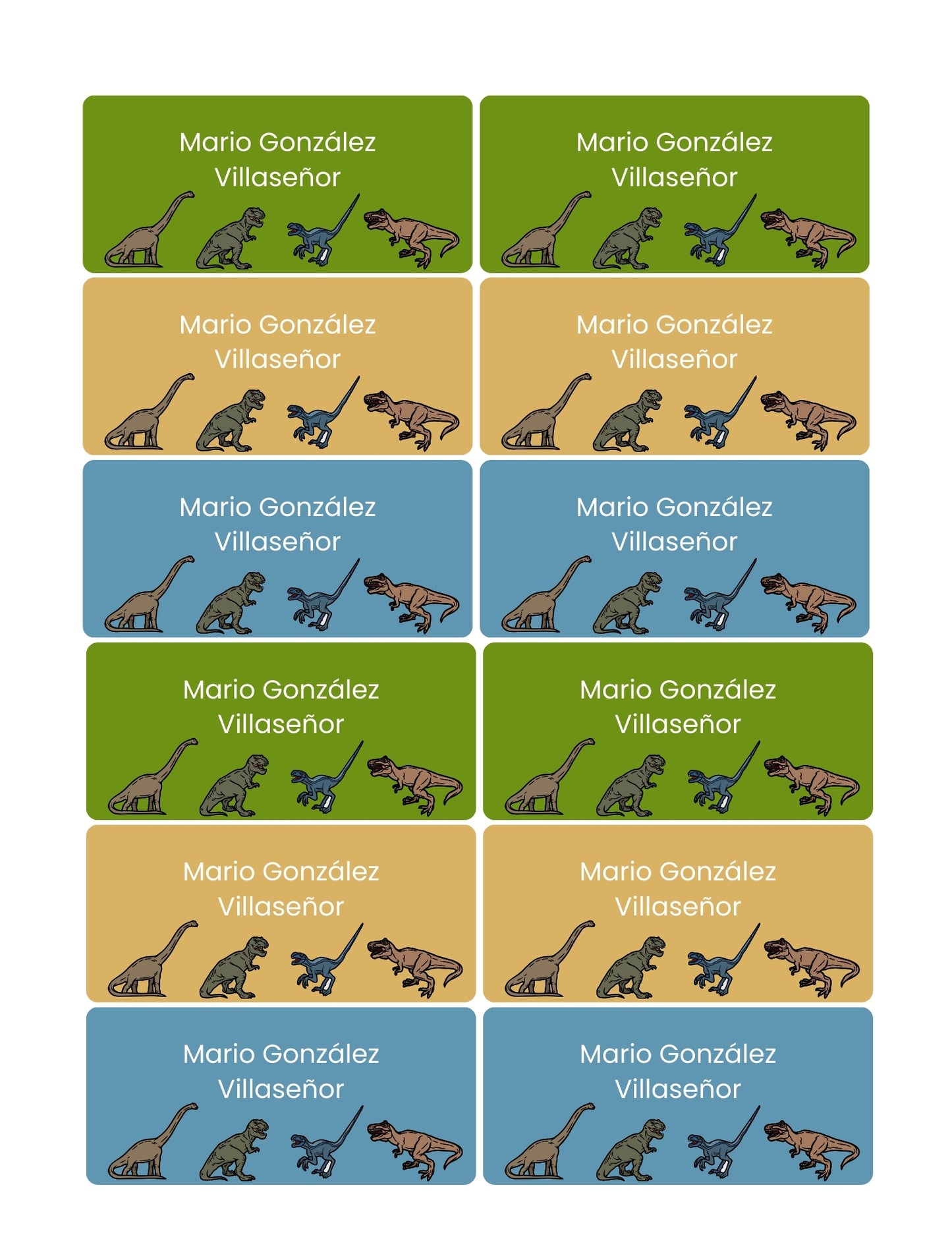 Etiquetas dinosaurios 2