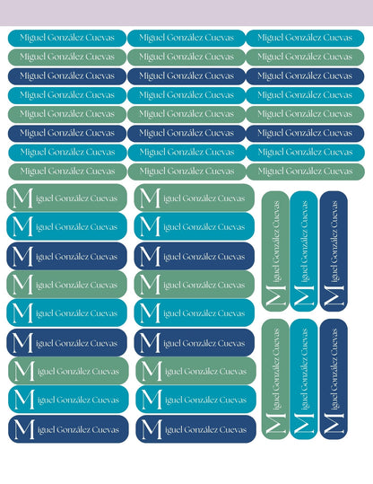 Etiquetas sólidos azul y verde