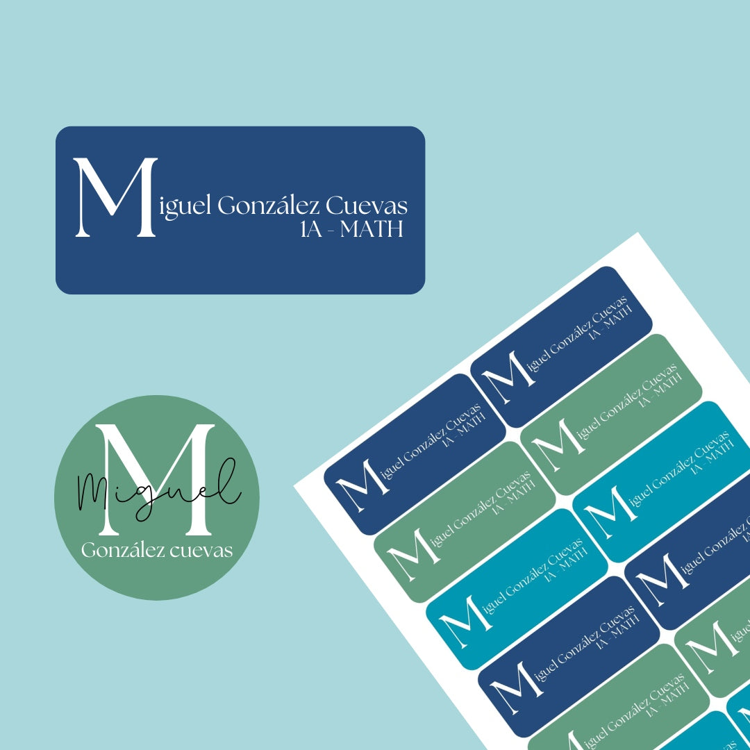 Etiquetas sólidos azul y verde
