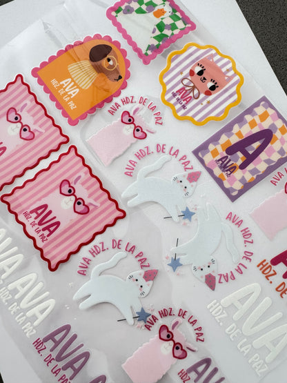 Etiquetas Girly  Party Animals  DTF UV