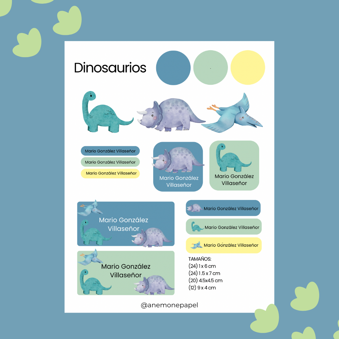 Etiquetas dinosaurios