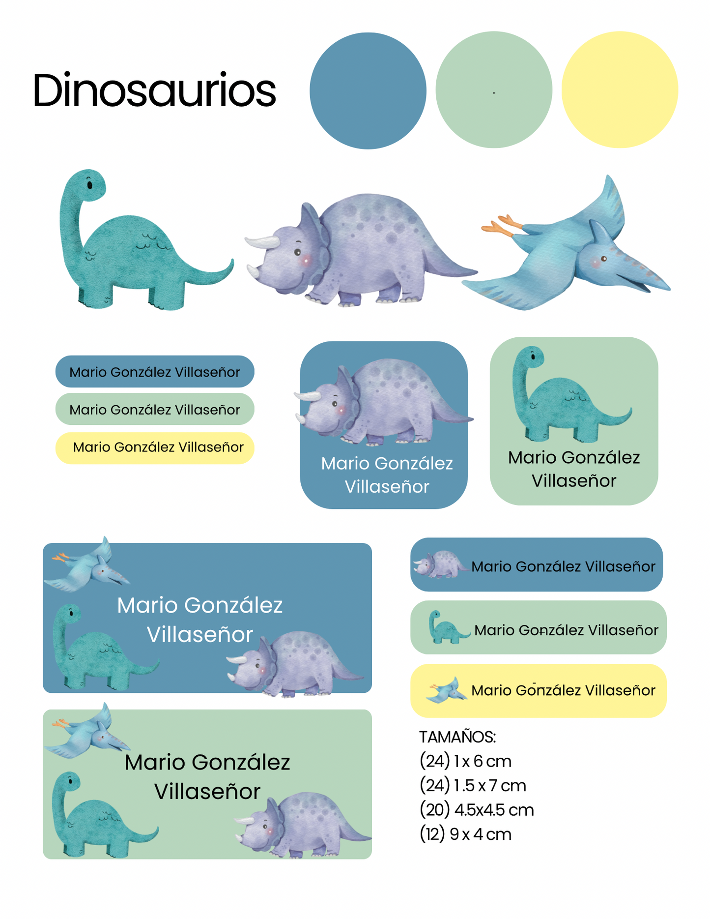 Etiquetas dinosaurios