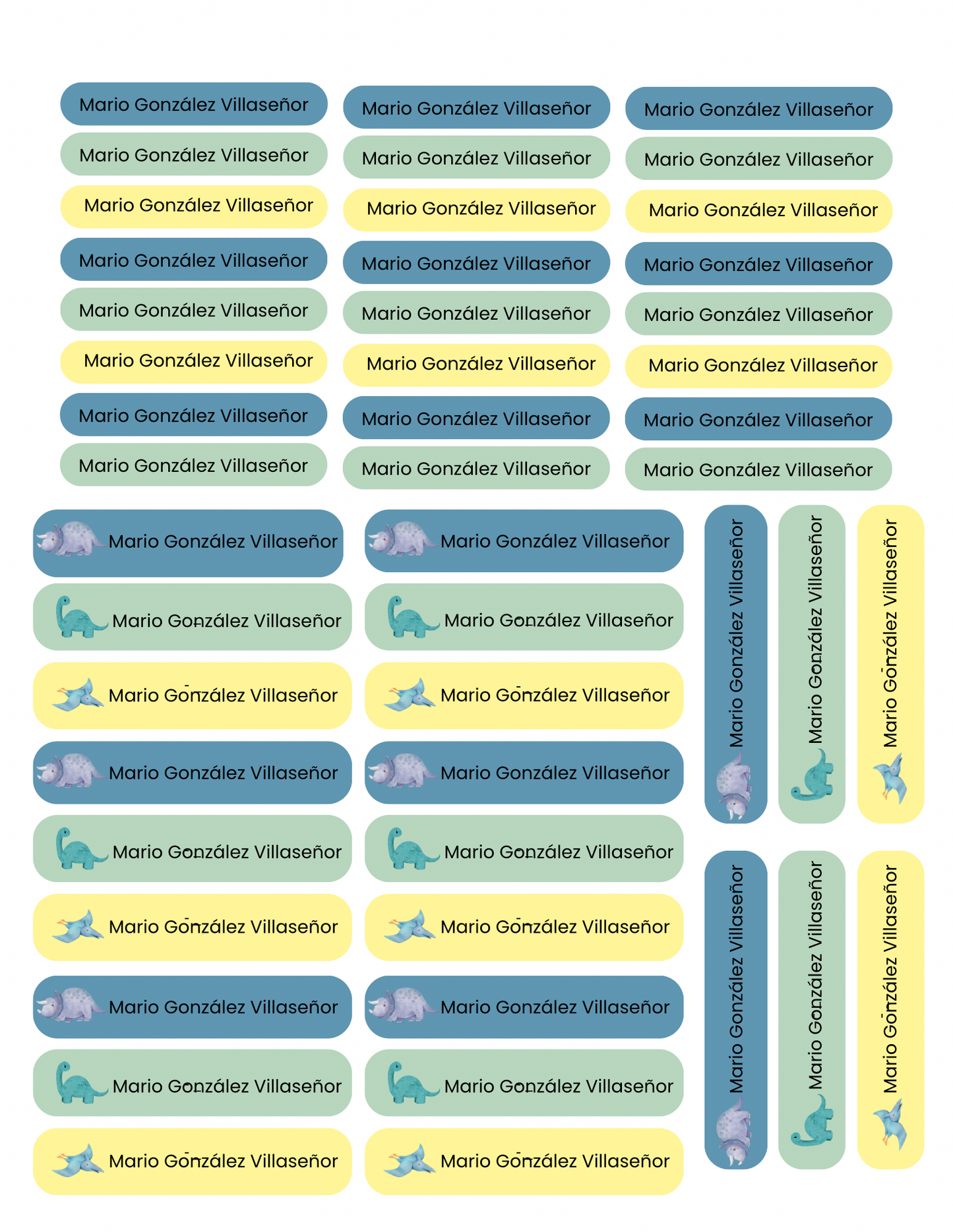 Etiquetas dinosaurios