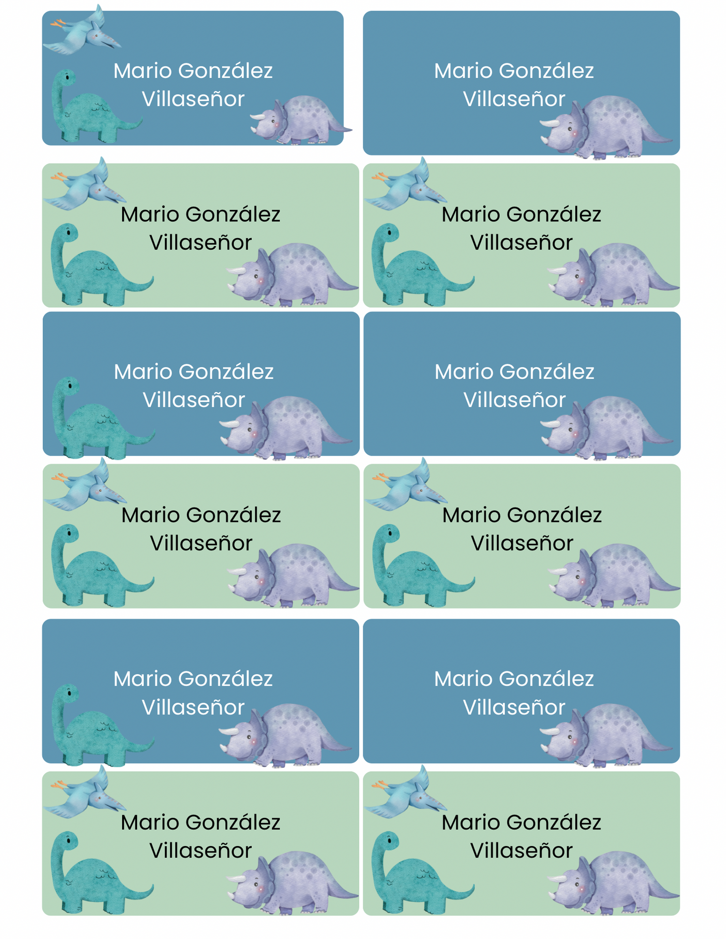 Etiquetas dinosaurios